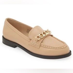 Blaire BP. Size 8 Beige Taupe Chain-Accent Women’s Loafers